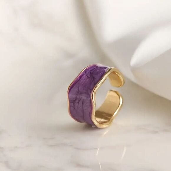 Adjustable Multicolor Enamel Ladies Rings - Picture 3 of 12